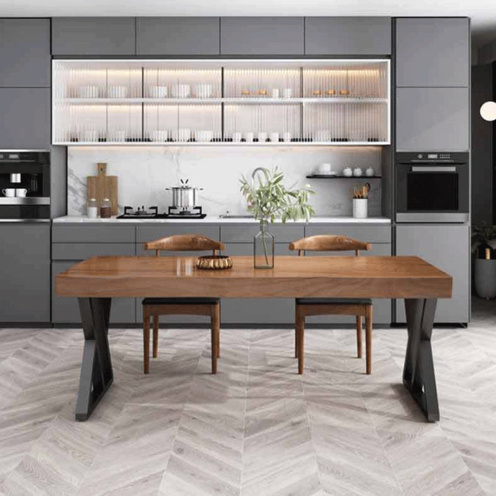 Industrial Massivholz Esstisch Set 1/3/5 Stück Essset für den Heimgebrauch