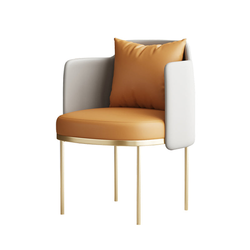 Modern Style Sintered Stone Dining Set Round 1/5 Pieces Dining Set for Home Use 1 Orange Chair Clearhalo 'Dining Room Sets' 'Dining Tables & Seating' 'dining_room_set' 'furn' 'furn_dining_room_set' 'Furniture' 'Kitchen & Dining Furniture' 6121804