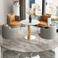 Modern Style Sintered Stone Dining Set Round 1/5 Pieces Dining Set for Home Use 5 Pieces: Table, 4 Orange Chairs Clearhalo 'Dining Room Sets' 'Dining Tables & Seating' 'dining_room_set' 'furn' 'furn_dining_room_set' 'Furniture' 'Kitchen & Dining Furniture' 6121807