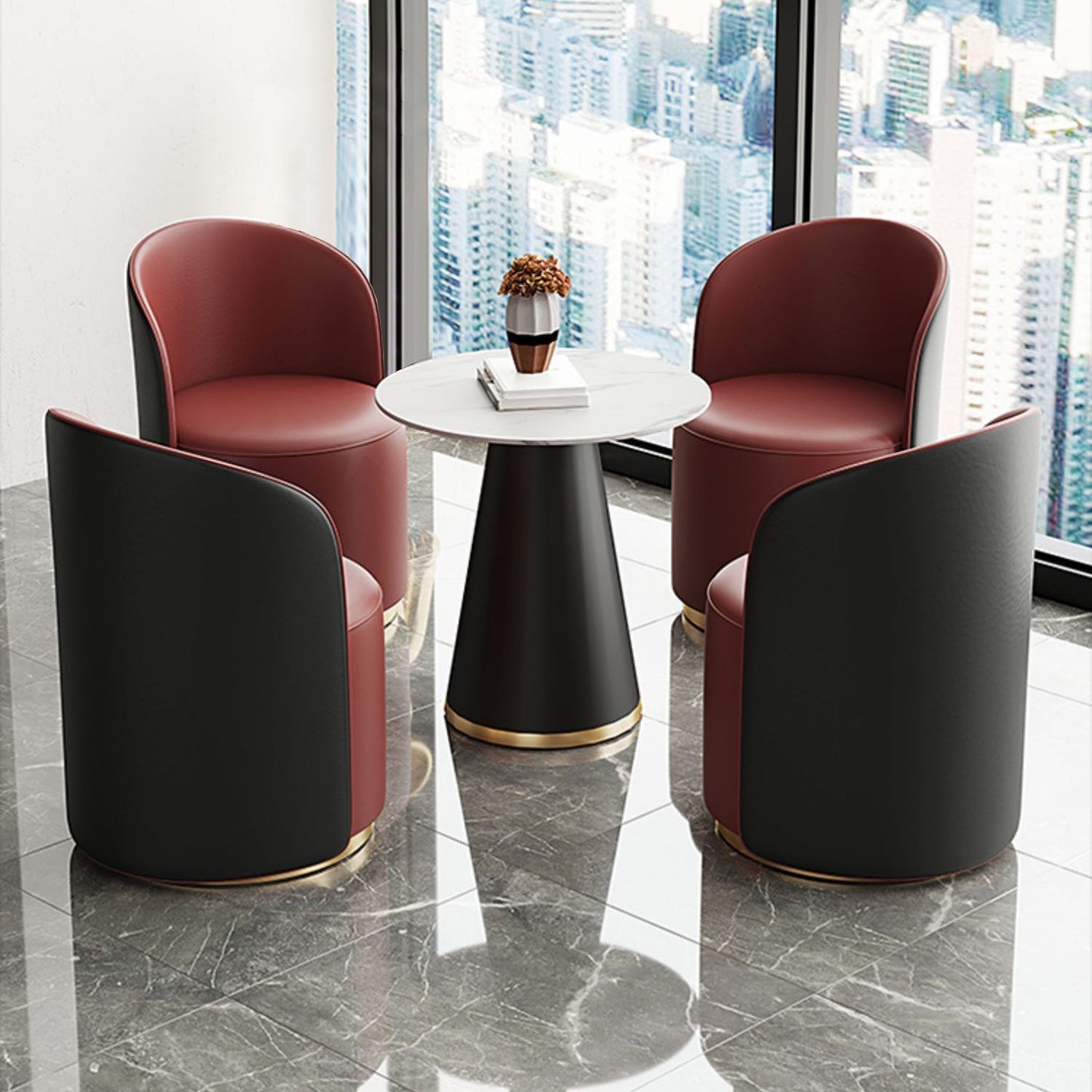 Moderne stijl gesinterde stenen dinerset rond 1/3/5 stukken eetgelegenheid set voor thuisgebruik