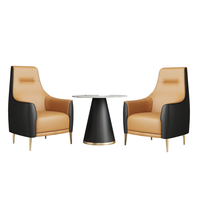 Glam Style Sintered Stone Dining Set Round 1/3/5 Pieces Dining Table Set for Home Use