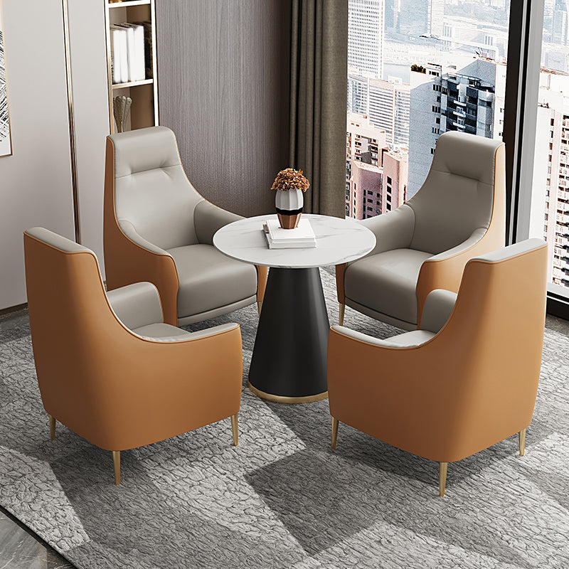 Glam Style Sintered Stone Dining Set Round 1/3/5 Pieces Dining Table Set for Home Use