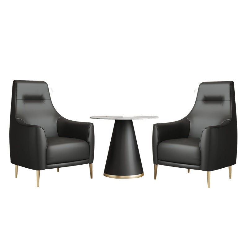 Glam Style Sintered Stone Dining Set Round 1/3/5 Pieces Dining Table Set for Home Use