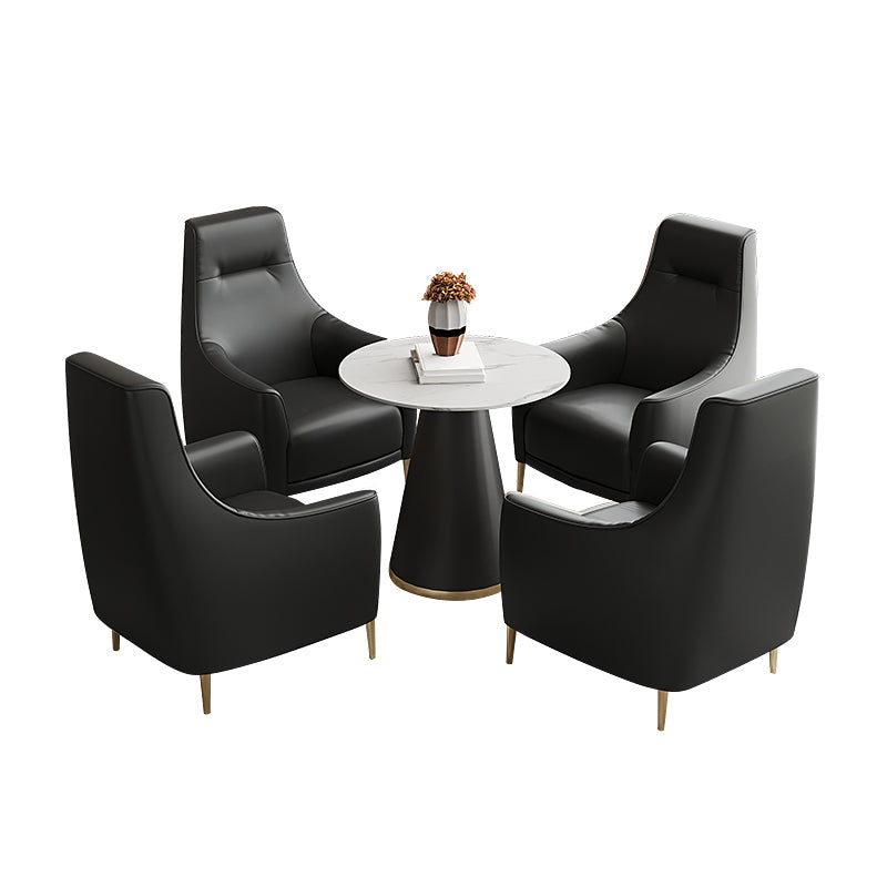 Glam Style Sintered Stone Dining Set Round 1/3/5 Pieces Dining Table Set for Home Use