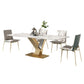 Designer Style 1/4/5/7/9 Pieces Rectangle Dining Set Sintered Stone Top Dinette Table Set 5 Pieces: White Table, 4 Chairs Clearhalo 'Dining Room Sets' 'Dining Tables & Seating' 'dining_room_set' 'furn' 'furn_dining_room_set' 'Furniture' 'Kitchen & Dining Furniture' 6122058
