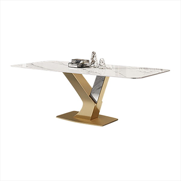 Designer Style 1/4/5/7/9 Pieces Rectangle Dining Set Sintered Stone Top Dinette Table Set Clearhalo 'Dining Room Sets' 'Dining Tables & Seating' 'dining_room_set' 'furn' 'furn_dining_room_set' 'Furniture' 'Kitchen & Dining Furniture' 6122059