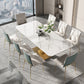 Designer Style 1/4/5/7/9 Pieces Rectangle Dining Set Sintered Stone Top Dinette Table Set 9 Pieces: White Table, 8 Chairs Clearhalo 'Dining Room Sets' 'Dining Tables & Seating' 'dining_room_set' 'furn' 'furn_dining_room_set' 'Furniture' 'Kitchen & Dining Furniture' 6122063