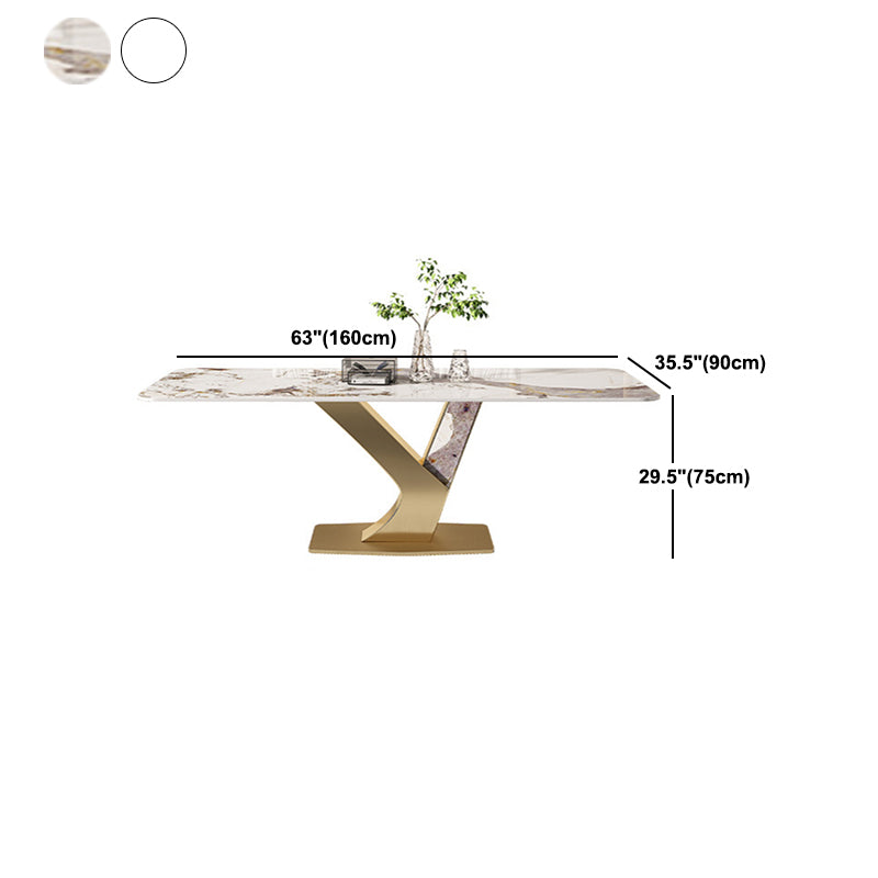 Designer Style 1/4/5/7/9 Pieces Rectangle Dining Set Sintered Stone Top Dinette Table Set Clearhalo 'Dining Room Sets' 'Dining Tables & Seating' 'dining_room_set' 'furn' 'furn_dining_room_set' 'Furniture' 'Kitchen & Dining Furniture' 6122073