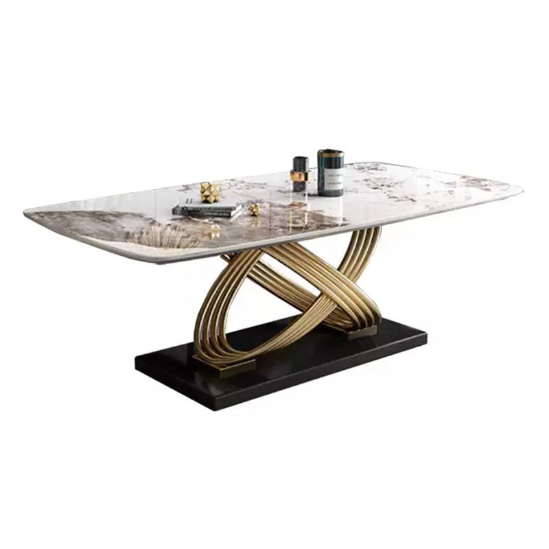 1/4/5/7 Pieces Rectangular Dining Set Luxurious Sintered Stone Top Dinette Table Set Clearhalo 'Dining Room Sets' 'Dining Tables & Seating' 'dining_room_set' 'furn' 'furn_dining_room_set' 'Furniture' 'Kitchen & Dining Furniture' 6122076