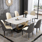 1/4/5/7 Pieces Rectangular Dining Set Luxurious Sintered Stone Top Dinette Table Set 7 Pieces: 1 Gold Table, 6 Stools Clearhalo 'Dining Room Sets' 'Dining Tables & Seating' 'dining_room_set' 'furn' 'furn_dining_room_set' 'Furniture' 'Kitchen & Dining Furniture' 6122078