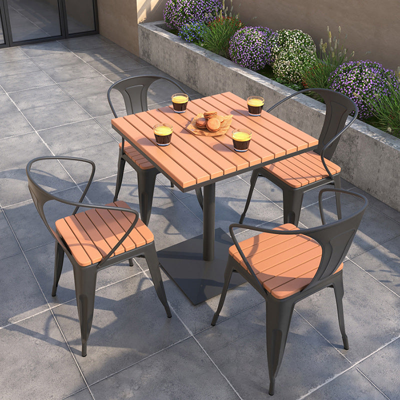 Moderne teruggewonnen houten eettafel set vierkant 1/5 stukken eetgelegenheid voor thuisgebruik