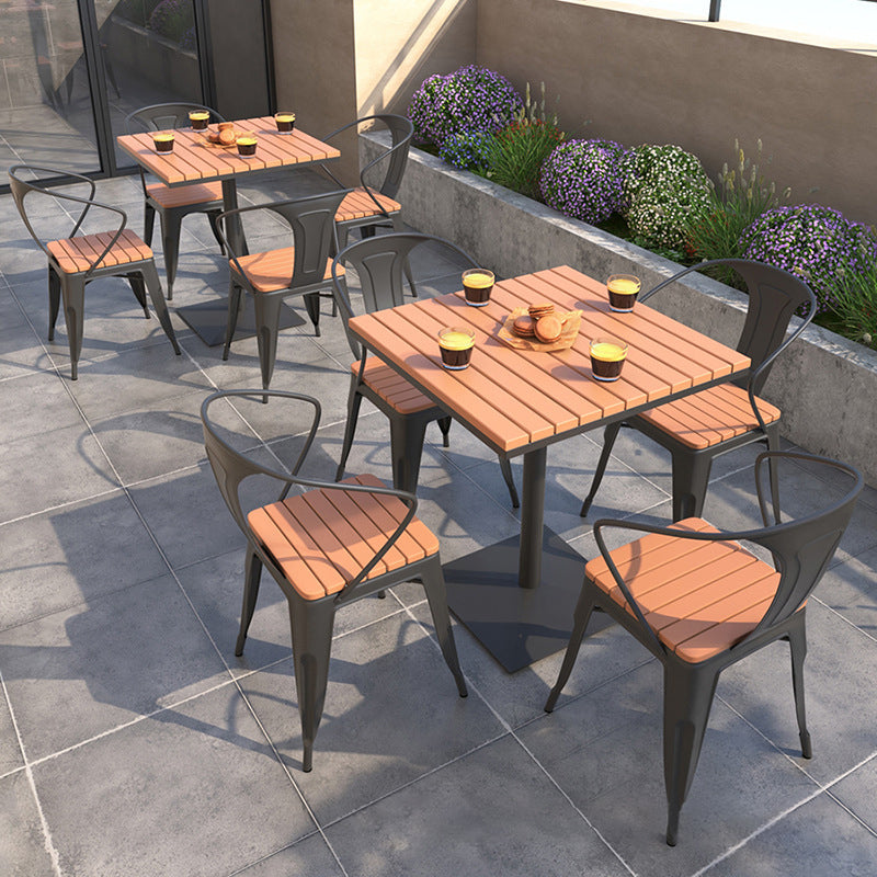 Moderne teruggewonnen houten eettafel set vierkant 1/5 stukken eetgelegenheid voor thuisgebruik