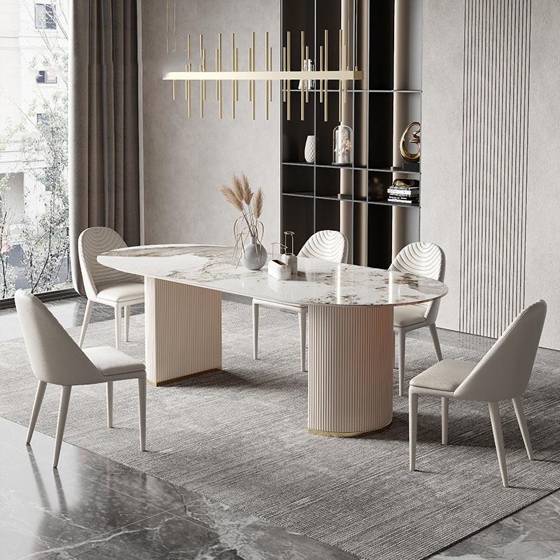 Contemporary Rectangle Table Set 1/4/5/6/7 Pieces Dining Set for Home Use 6 Pieces: Table, 5 Chairs Clearhalo 'Dining Room Sets' 'Dining Tables & Seating' 'dining_room_set' 'furn' 'furn_dining_room_set' 'Furniture' 'Kitchen & Dining Furniture' 6122179
