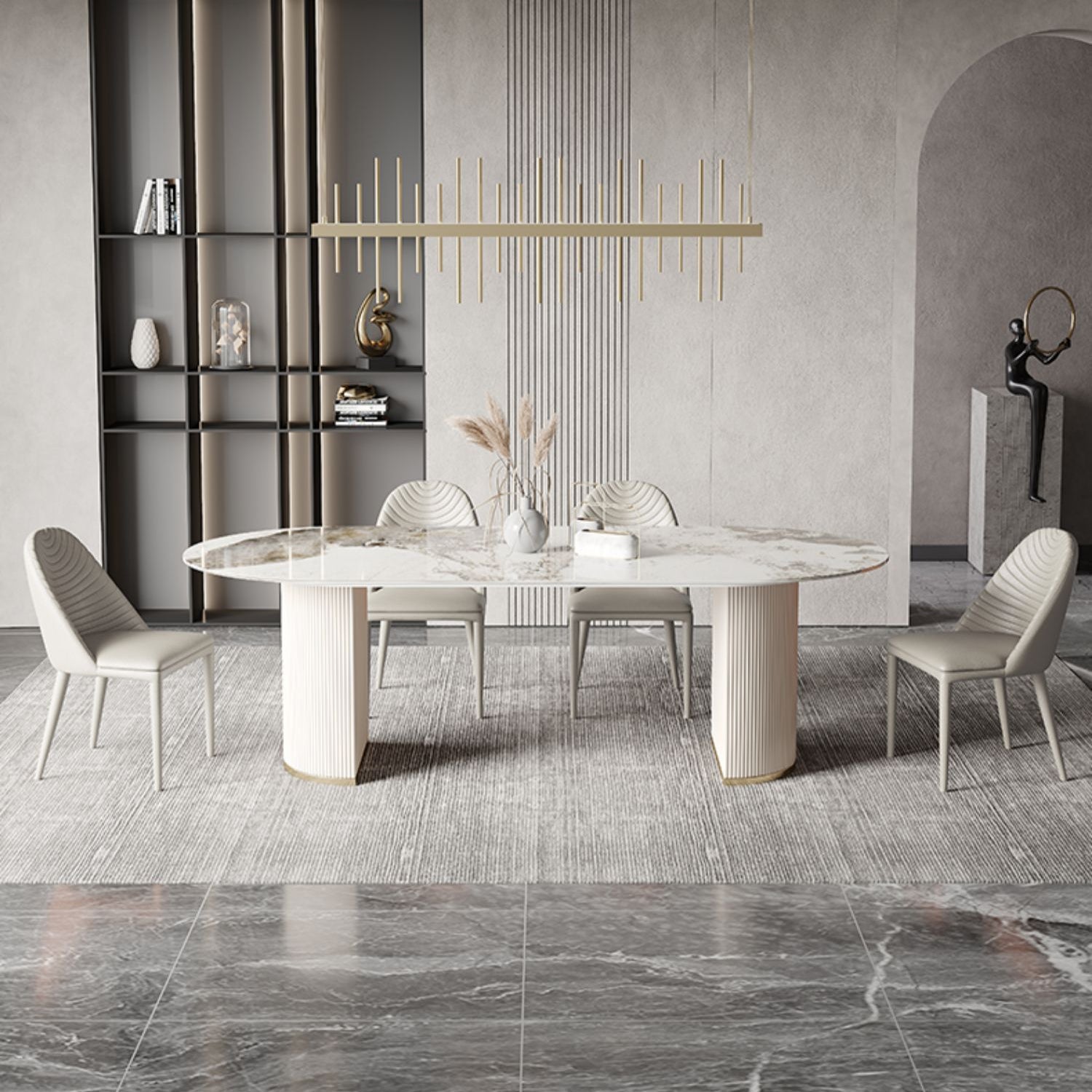 Contemporary Rectangle Table Set 1/4/5/6/7 Pieces Dining Set for Home Use 5 Pieces: Table, 4 Chairs Clearhalo 'Dining Room Sets' 'Dining Tables & Seating' 'dining_room_set' 'furn' 'furn_dining_room_set' 'Furniture' 'Kitchen & Dining Furniture' 6122180