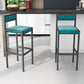 Indoor Glam Counter Stool Footrest Low Back Rectangle Upholstered Dining Stool