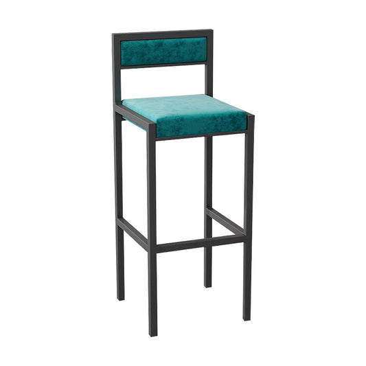 Indoor Glam Counter Stool Footrest Low Back Rectangle Upholstered Dining Stool Black 1 Piece