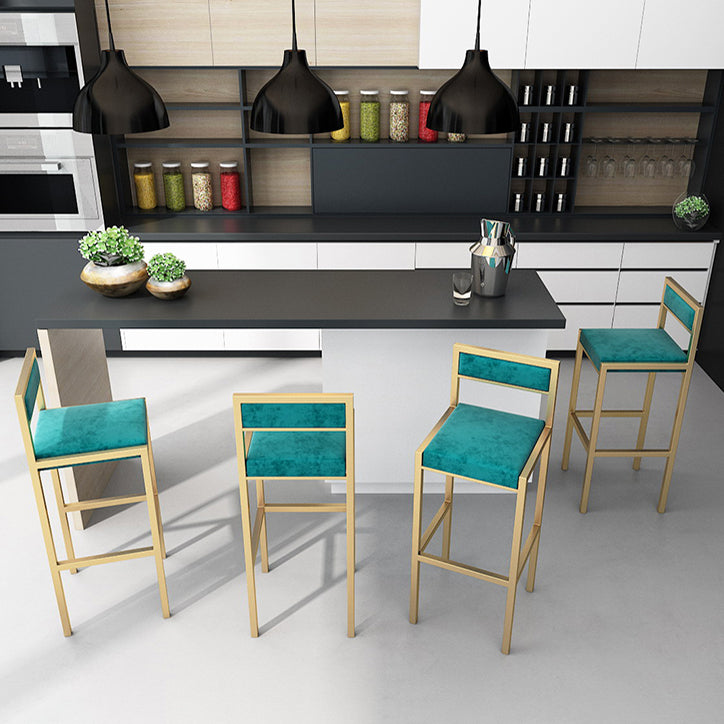 Indoor Glam Counter Stool Footrest Low Back Rectangle Upholstered Dining Stool