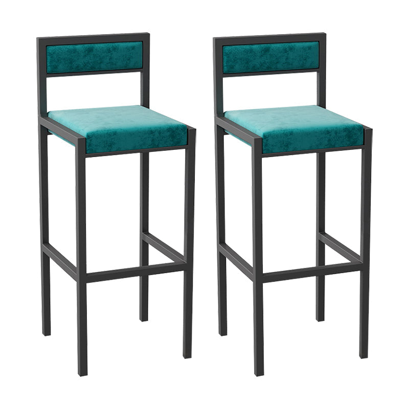 Indoor Glam Counter Stool Footrest Low Back Rectangle Upholstered Dining Stool