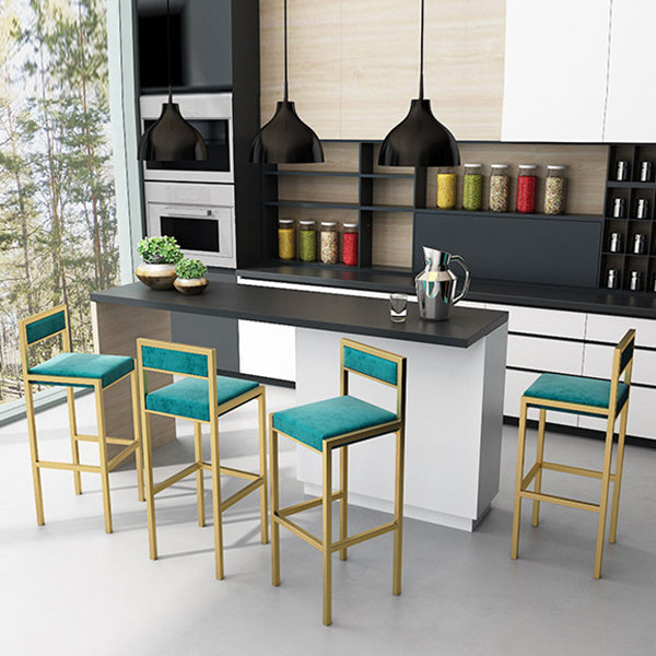 Indoor Glam Counter Stool Footrest Low Back Rectangle Upholstered Dining Stool