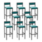 Indoor Glam Counter Stool Footrest Low Back Rectangle Upholstered Dining Stool