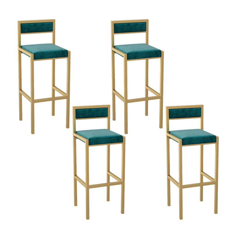 Indoor Glam Counter Stool Footrest Low Back Rectangle Upholstered Dining Stool