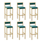Indoor Glam Counter Stool Footrest Low Back Rectangle Upholstered Dining Stool