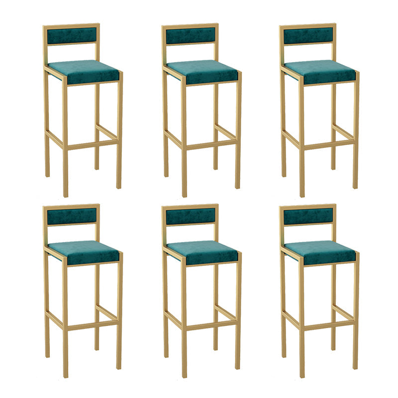 Indoor Glam Counter Stool Footrest Low Back Rectangle Upholstered Dining Stool