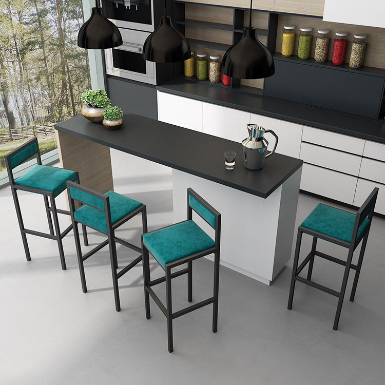 Indoor Glam Counter Stool Footrest Low Back Rectangle Upholstered Dining Stool