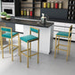 Indoor Glam Counter Stool Footrest Low Back Rectangle Upholstered Dining Stool