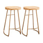 Modern Armless Backless Counter Stool Iron Bar Stool with Wooden Seat
