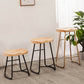 Modern Armless Backless Counter Stool Iron Bar Stool with Wooden Seat