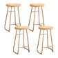 Modern Armless Backless Counter Stool Iron Bar Stool with Wooden Seat