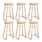 Modern Armless Backless Counter Stool Iron Bar Stool with Wooden Seat