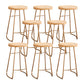 Modern Armless Backless Counter Stool Iron Bar Stool with Wooden Seat