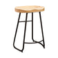 Modern Armless Backless Counter Stool Iron Bar Stool with Wooden Seat