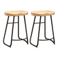 Modern Armless Backless Counter Stool Iron Bar Stool with Wooden Seat