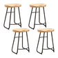 Modern Armless Backless Counter Stool Iron Bar Stool with Wooden Seat