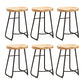 Modern Armless Backless Counter Stool Iron Bar Stool with Wooden Seat