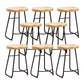 Modern Armless Backless Counter Stool Iron Bar Stool with Wooden Seat