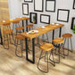 Modern Armless Backless Counter Stool Iron Bar Stool with Wooden Seat