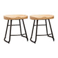 Modern Armless Backless Counter Stool Iron Bar Stool with Wooden Seat