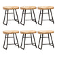 Modern Armless Backless Counter Stool Iron Bar Stool with Wooden Seat