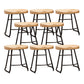 Modern Armless Backless Counter Stool Iron Bar Stool with Wooden Seat