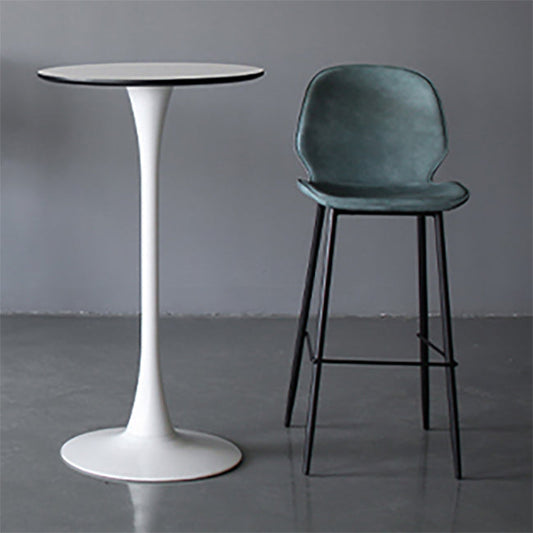 Bucket Footrest Counter Bar Stool Industrial PU Upholstery Low Back Indoor Counter Stool Ocean Blue 1 Piece
