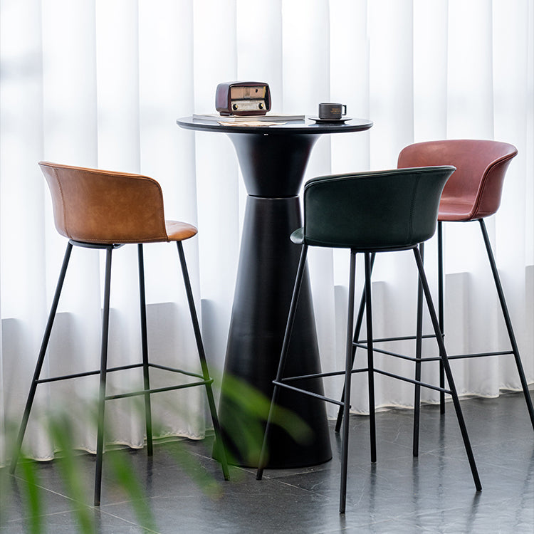 Indoor Leather Bar & Counter Stool Industrial Footrest Low Back Bucket Counter Chair Clearhalo 'Bar Furniture' 'Bar Stools' 'bar_stools' 'furn' 'furn_bar_stools' 'Furniture' 'Kitchen & Dining Furniture' 6122407
