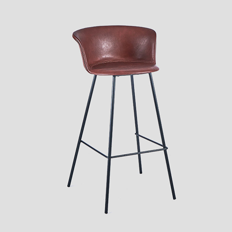 Indoor Leather Bar & Counter Stool Industrial Footrest Low Back Bucket Counter Chair Red 1 Piece Clearhalo 'Bar Furniture' 'Bar Stools' 'bar_stools' 'furn' 'furn_bar_stools' 'Furniture' 'Kitchen & Dining Furniture' 6122408