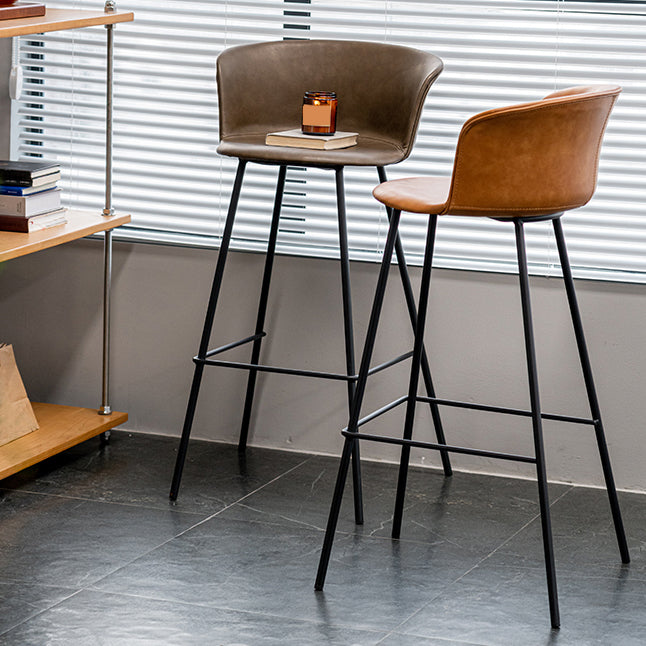 Indoor Leather Bar & Counter Stool Industrial Footrest Low Back Bucket Counter Chair Clearhalo 'Bar Furniture' 'Bar Stools' 'bar_stools' 'furn' 'furn_bar_stools' 'Furniture' 'Kitchen & Dining Furniture' 6122409