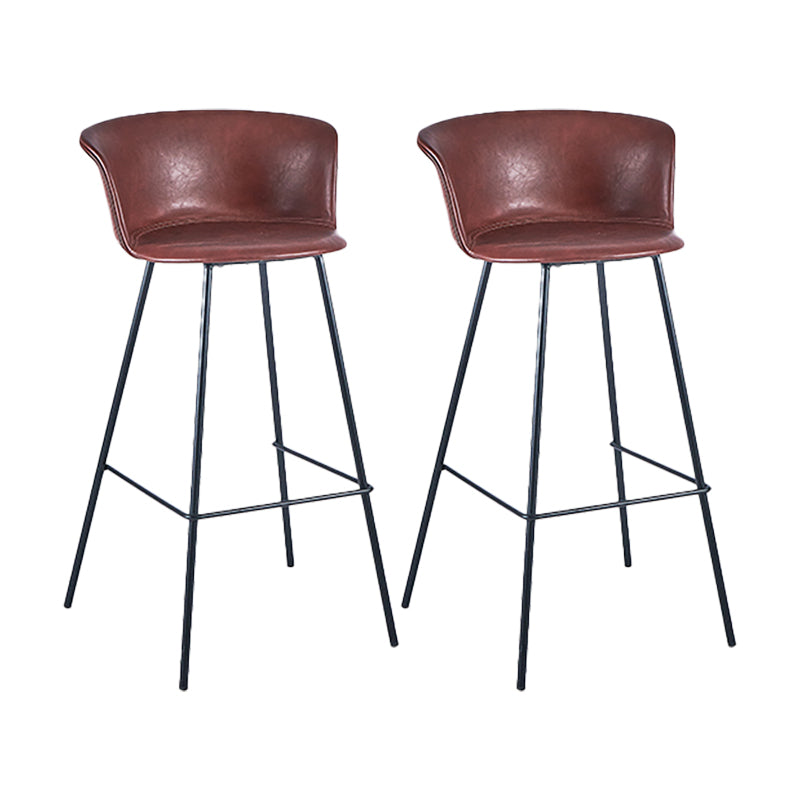 Indoor Leather Bar & Counter Stool Industrial Footrest Low Back Bucket Counter Chair Red 2 Piece Set Clearhalo 'Bar Furniture' 'Bar Stools' 'bar_stools' 'furn' 'furn_bar_stools' 'Furniture' 'Kitchen & Dining Furniture' 6122410