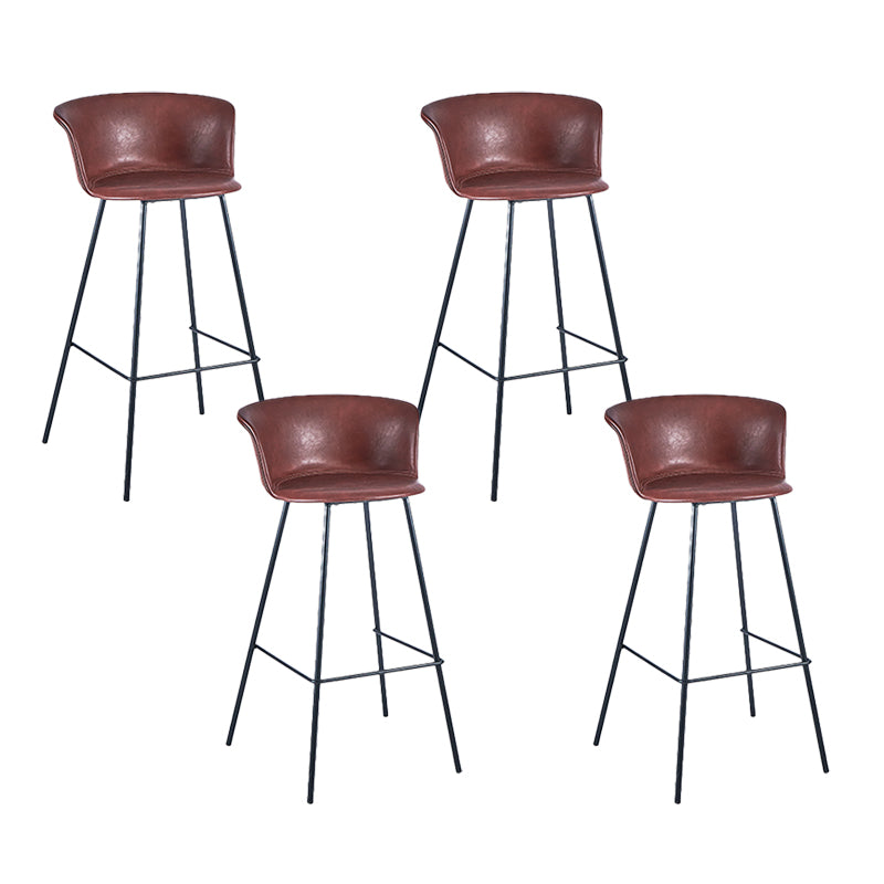 Indoor Leather Bar & Counter Stool Industrial Footrest Low Back Bucket Counter Chair Red 4 Piece Set Clearhalo 'Bar Furniture' 'Bar Stools' 'bar_stools' 'furn' 'furn_bar_stools' 'Furniture' 'Kitchen & Dining Furniture' 6122411