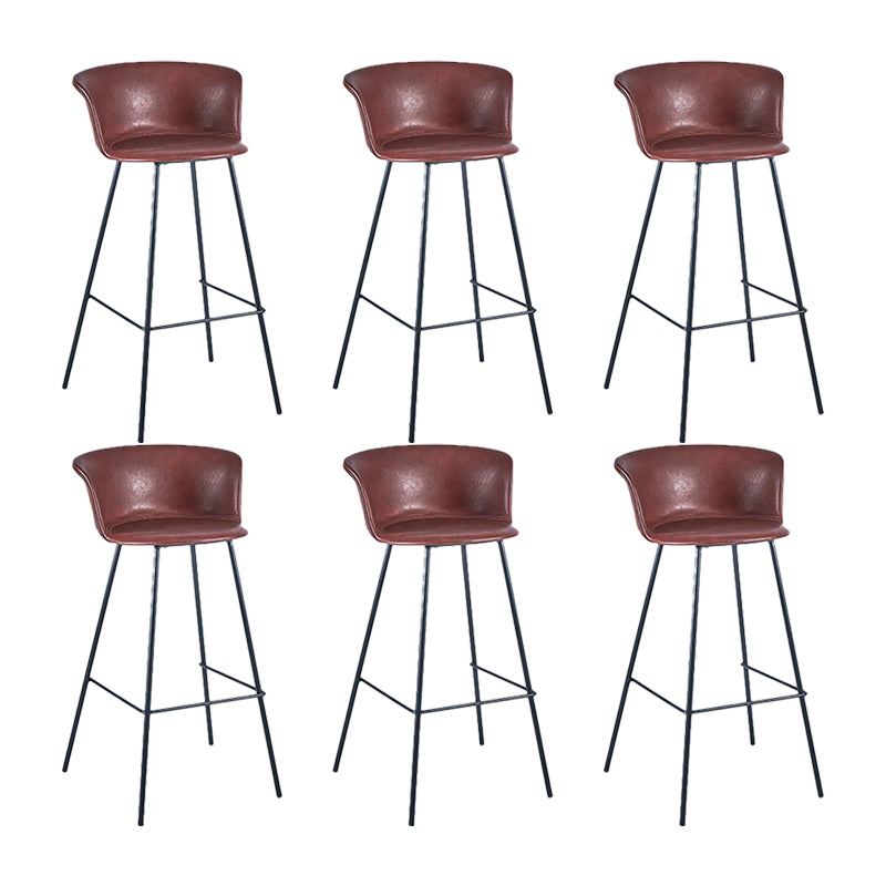 Indoor Leather Bar & Counter Stool Industrial Footrest Low Back Bucket Counter Chair Red 6 Piece Set Clearhalo 'Bar Furniture' 'Bar Stools' 'bar_stools' 'furn' 'furn_bar_stools' 'Furniture' 'Kitchen & Dining Furniture' 6122414